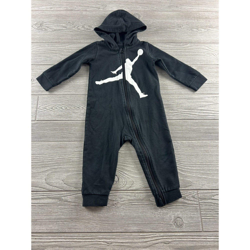 Air Jordan 18M Jumpman Full Zip Hooded One Piece Coverall Black White 5594-023